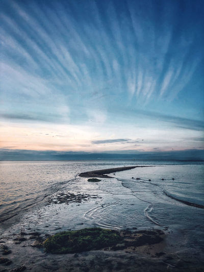 Scenic view of sea against cloudy sky