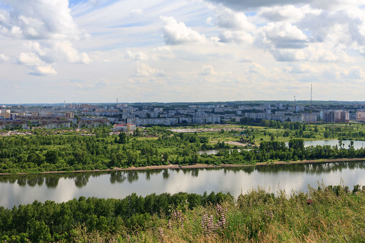 Scenic view of lake against sky