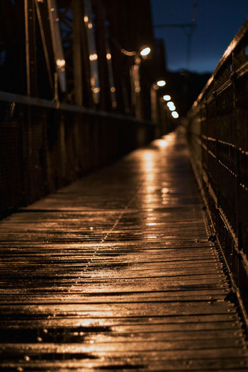 Surface level of footbridge at night