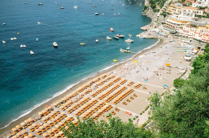 High angle view of beach at positano
