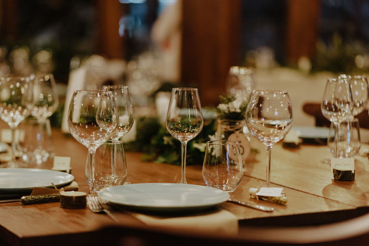 Wineglasses on table