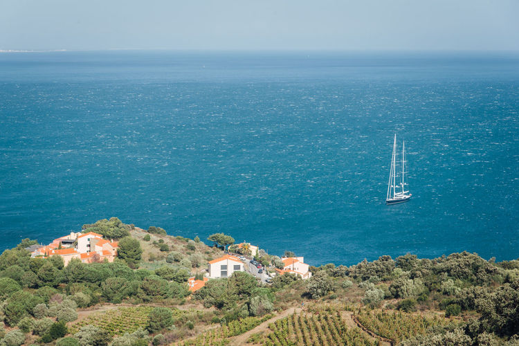 High angle view of sea against sky