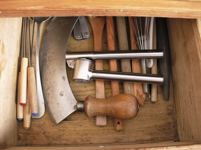 Directly above shot of kitchen tools