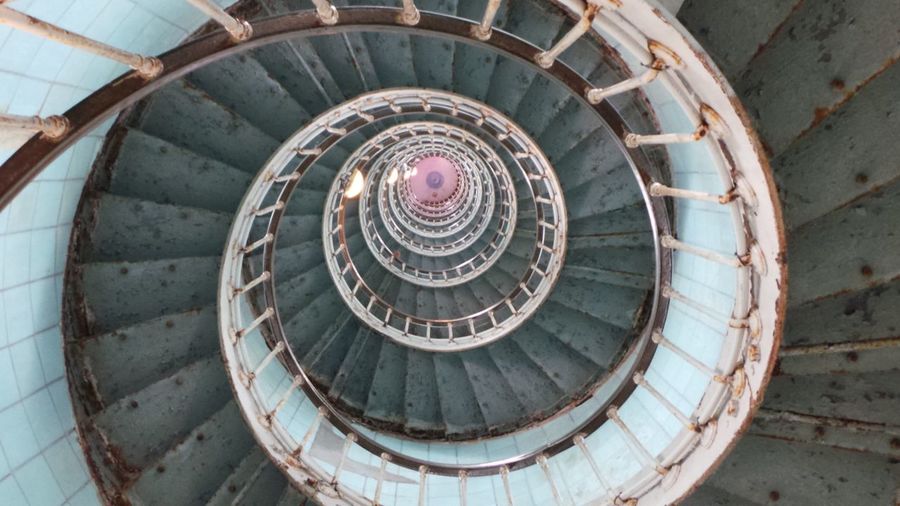 High angle view of spiral staircase