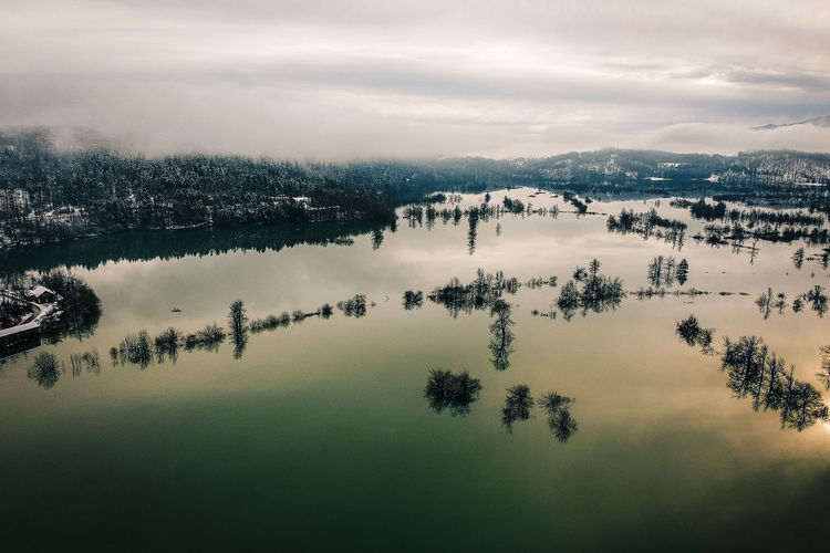 Scenic view of lake against sky