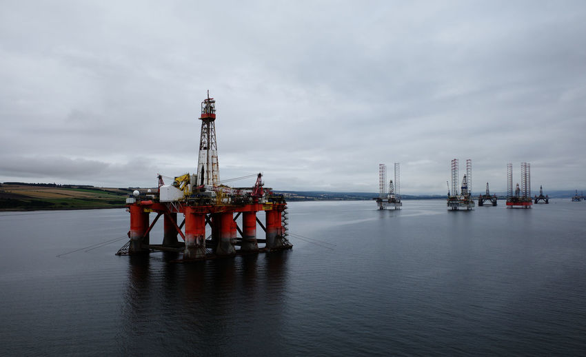 Oil rigs in scapa flow,  orkney islands. 