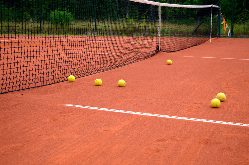 Balls at tennis court