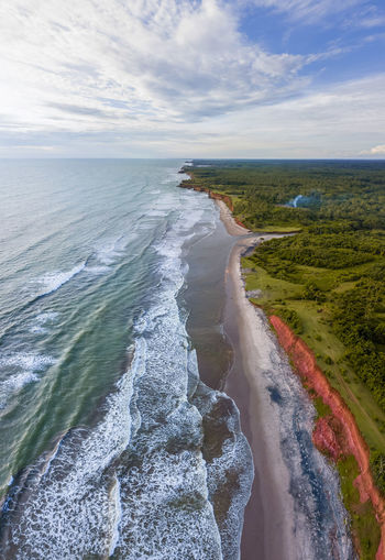 Panoramic view of the beach with aerial photos
