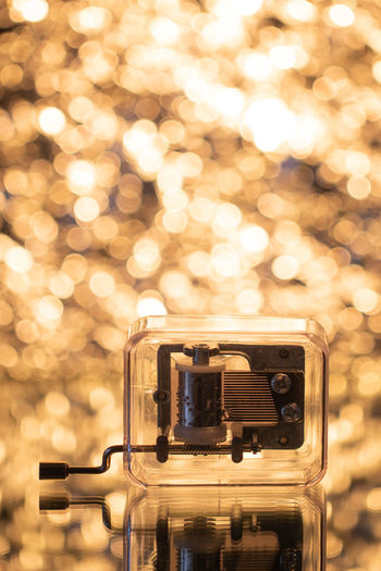 Close-up of illuminated camera