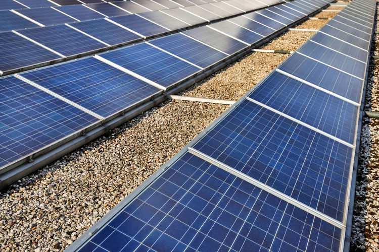 Close-up of solar panel on land
