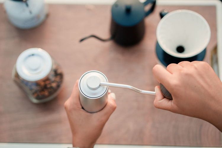 Cropped hand of woman holding coffee