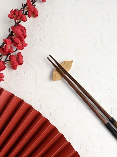 High angle view of pencils on table