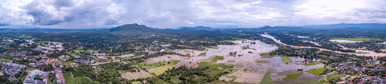 High angle view of townscape against sky