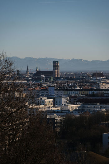 High angle view of buildings against sky in munich