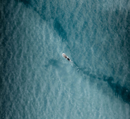 High angle view of boat on sea
