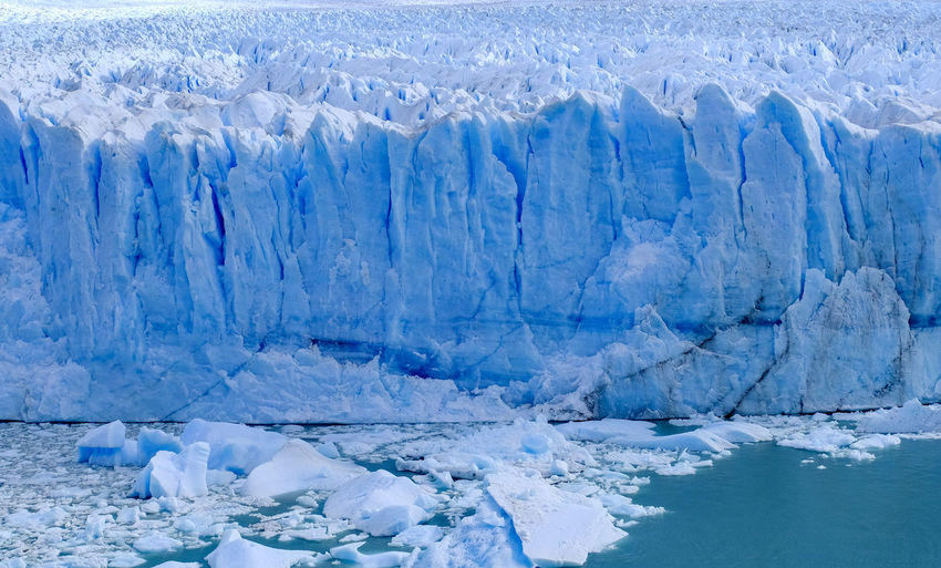 Close up of ice melting away from perito moreno glacier