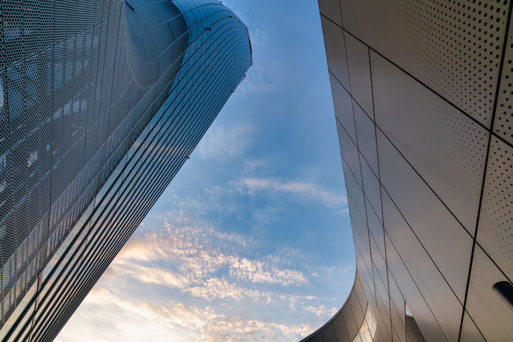 Low angle view of modern building against sky