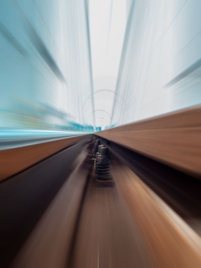Blurred motion of railroad track
