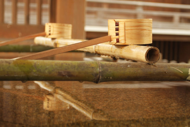 Close-up of wooden table