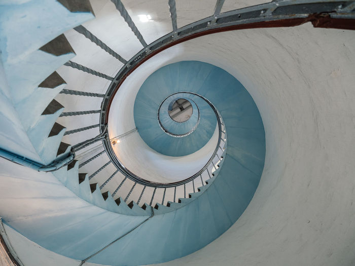 High angle view of spiral staircase 