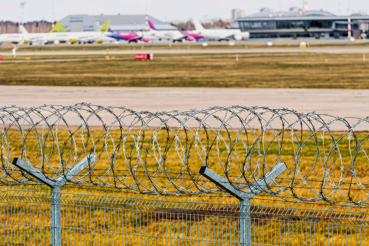 Chainlink fence at airport