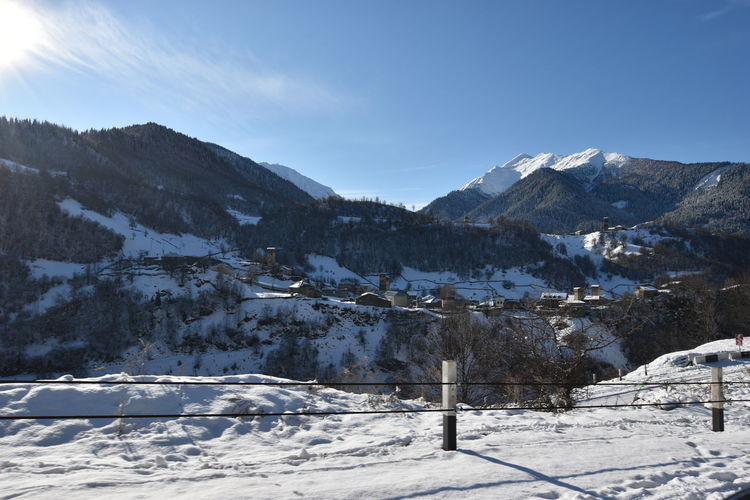 Winter in the caucasus mountains in samegrelo-zemo svaneti region, georgia