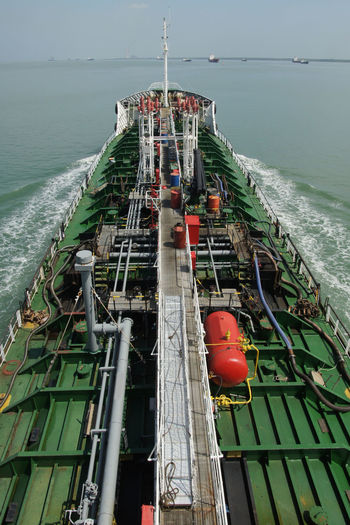 High angle view of ship on sea
