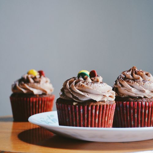 Close-up of cake served on table