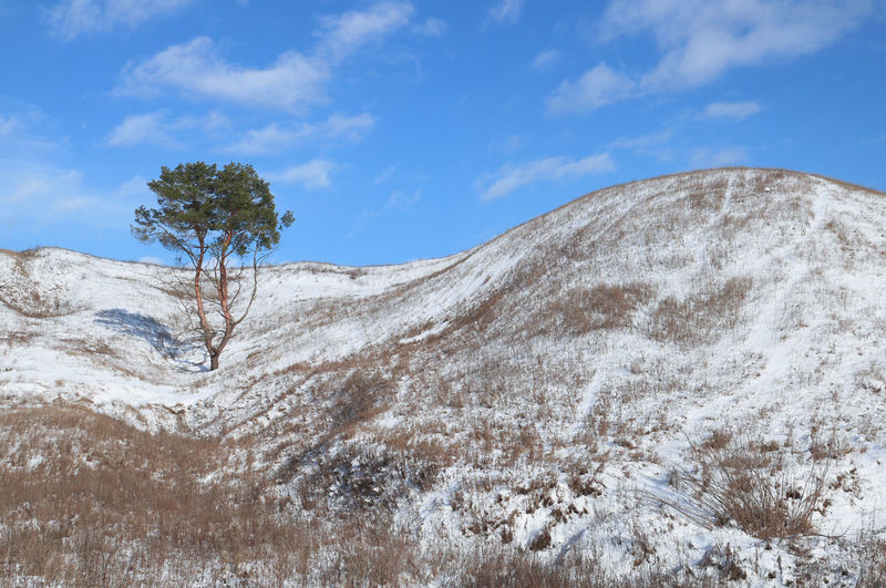 Low angle view of snowcapped mountain against sky
