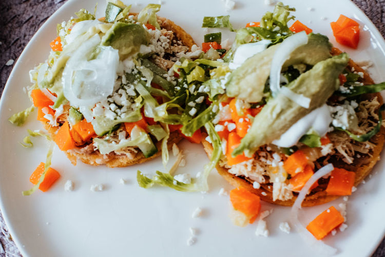 High angle view of meal served in plate