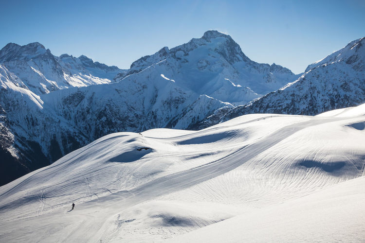 Landscape in winter at les deux alpes. it is a french winter sports resort in the ecrins massif