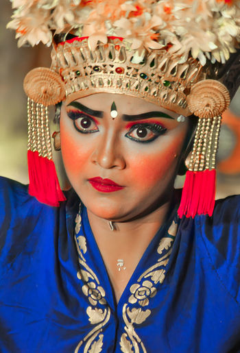 The expression of a legong dancer