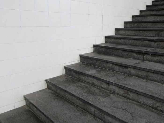 Empty staircase against wall