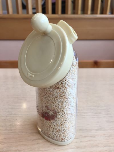 High angle view of ice cream in glass on table