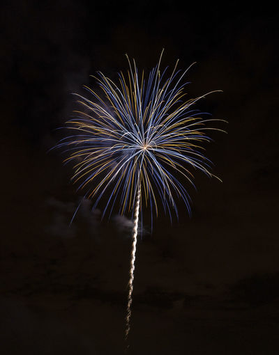 Low angle view of fireworks in sky at night
