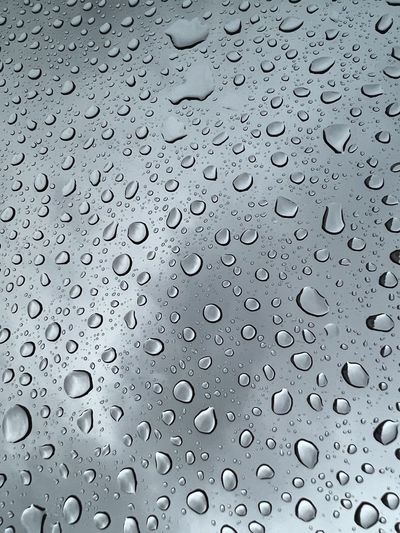 Full frame shot of water drops on glass