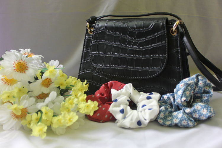 Close-up of bag with flowers