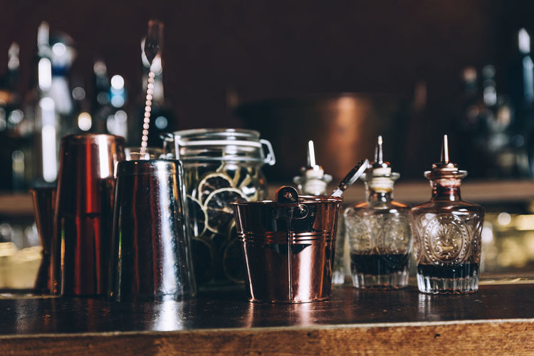 Close-up of drink on bar counter