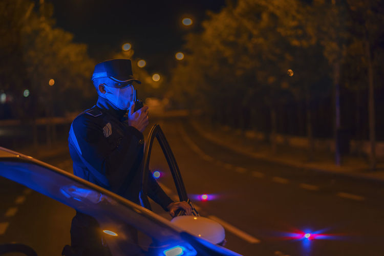 Police doing checks during the confinement of the city