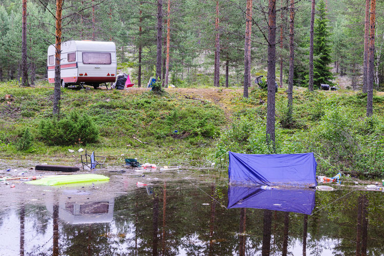 Flooded camping after heavy rain.