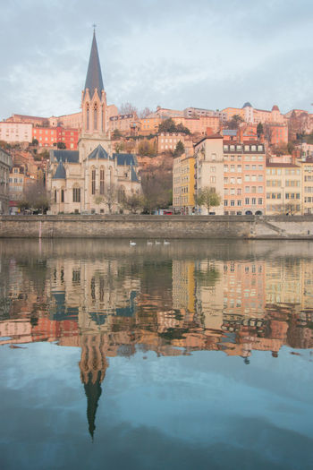 Reflection of buildings in lyon