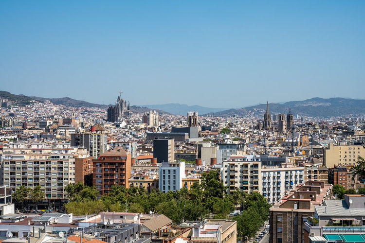 View over barcelona in spain from montjuic mountain