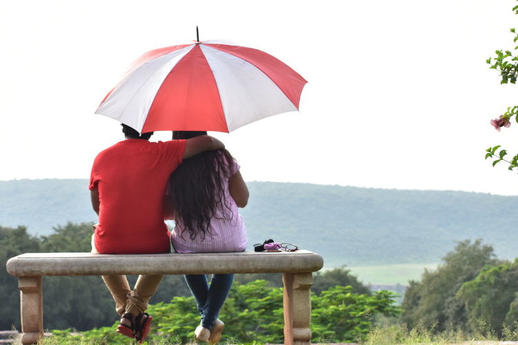 Romantic couple on bench