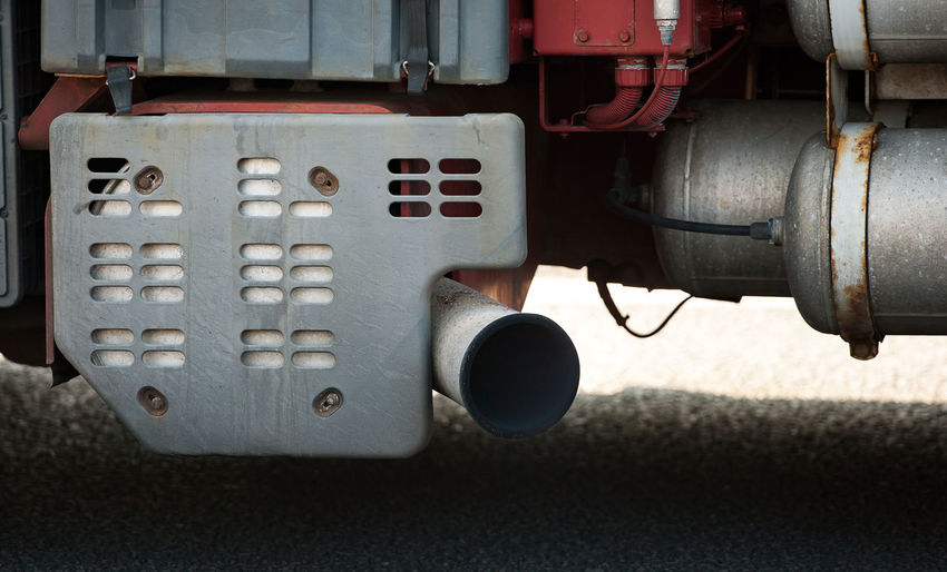 Exhaust gases emitted from sliencer of large truck