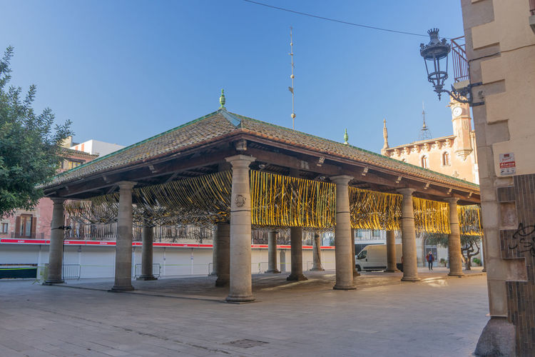 Exterior of historic building against clear sky