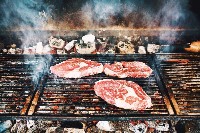 Steaks on grill
