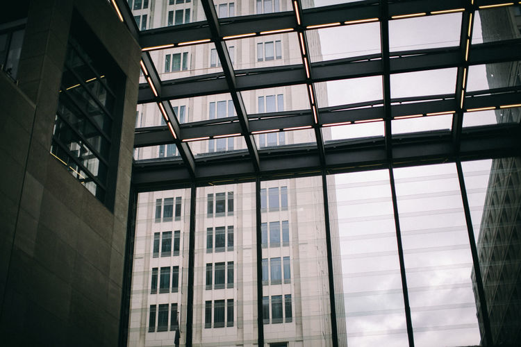 Low angle view of modern building against sky
