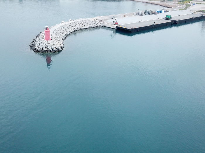Commercial dock of imperia in liguria photogradato from above with the drone