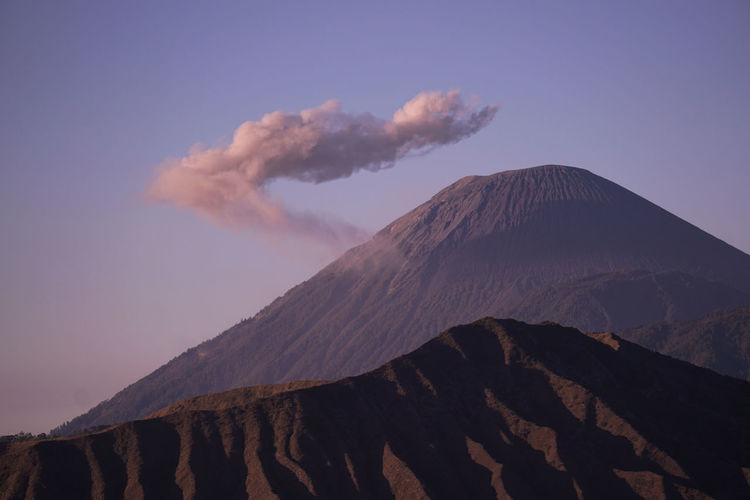 Mount semeru with a beautiful cloud crown, east java, indonesia.