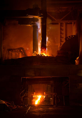 Fire in furnace at factory